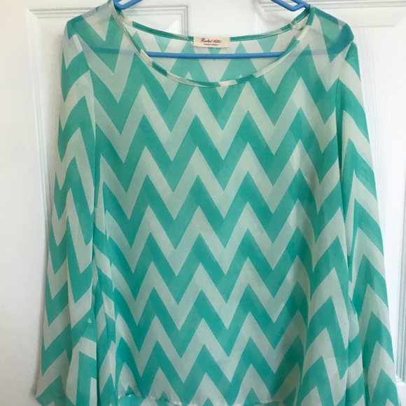 Sheer Chevron Blouse with Flare Slaves - Picture 1 of 3